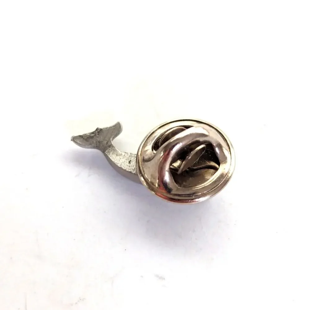 Vintage Estate Silver Tone Nautical Blue Whale Beluga Lapel Pin Brooch